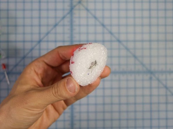 The battery can be pressed in so that it makes an imprint in the styrofoam as well.