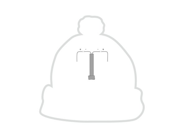 Add a tape loop to the center piece of tape, then stick the battery down to it. (Make sure you stick the negative side of the battery down.)