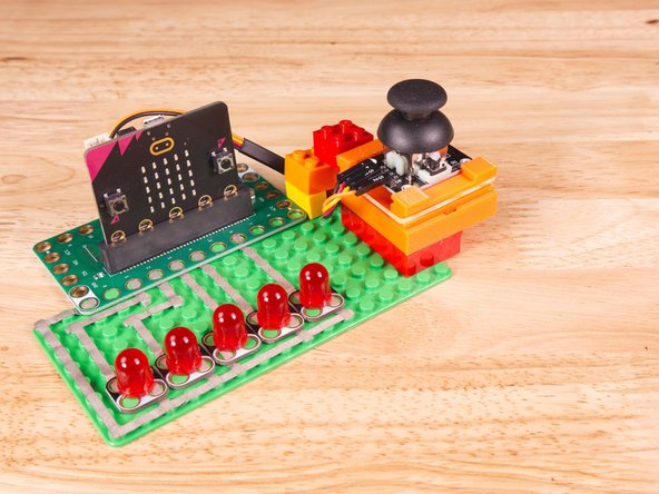We used a 3D printed part we designed to hold the Thumbstick in place on a LEGO baseplate.