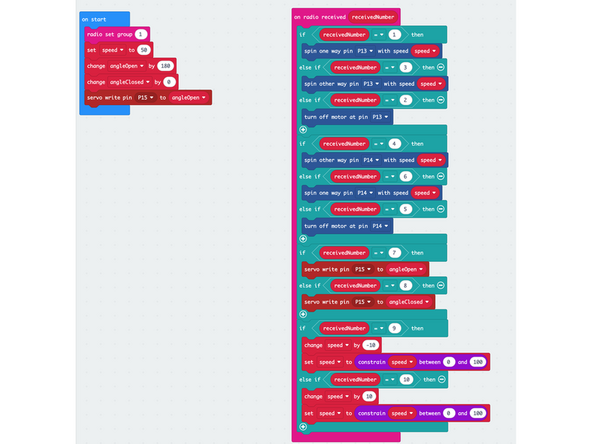 Load the following code: Rover Thumb Remote TX program to the micro:bit on the remote: https://makecode.microbit.org/S00082-291...