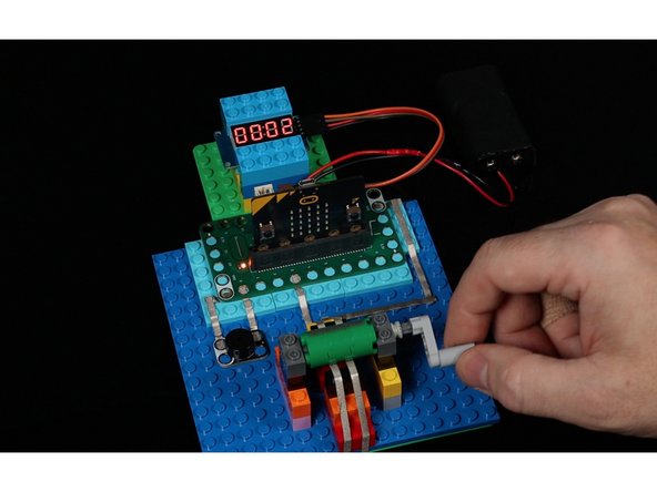 Once you have all the pieces in place and the code loaded you can turn the crank! It should count up increasing the value once per turn.
