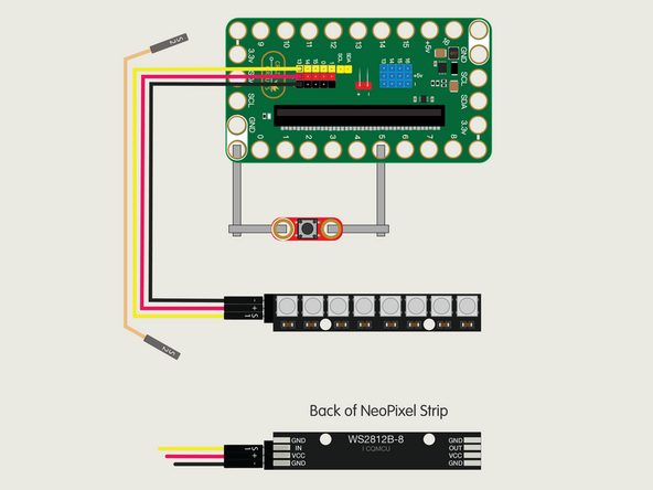 The magical thing about these “Individually Addressable” LEDs is that you don’t have to connect each LED to an individual pin on your micro:bit, you just need one signal wire along with power (Positive and Negative) to light things up.