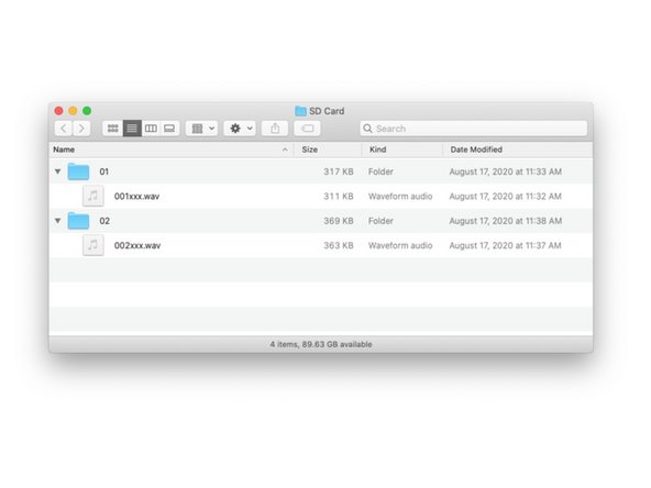 The SD card that is inserted into the audio player will hold the audio files. You'll need to use a computer and an SD card reader to copy over the audio files.