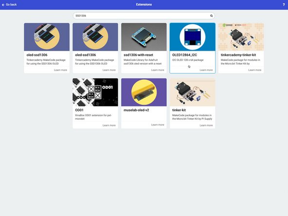 You can search for OLED and you'll get a lot of results. We searched for SSD1306 (since this is the controller chip used by the display) and it helped narrow down the results a bit.