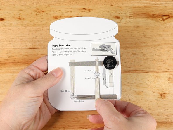 Add Maker Tape to tape path F.  over the top of the LED leg.