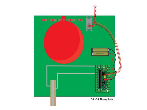 Once you've got all of your parts and components you are ready to build! We built our entire circuit and mechanism on a large LEGO baseplate.
