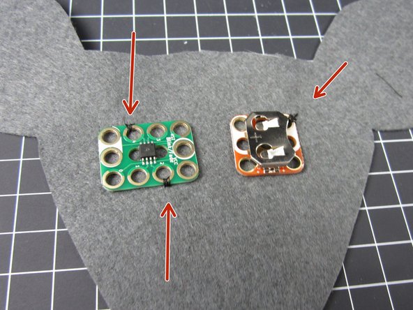 Use regular thread to sew on your electronics. This holds the parts down and makes life easier for everything else.
