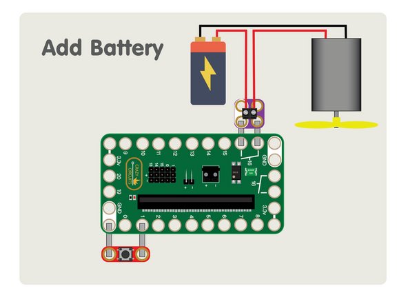 Once we have our motor and battery added and we've connected the wires to the Screw Terminal, we're ready to turn it on!