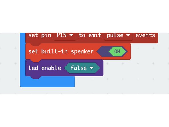 In the code, set the &quot;built in speaker&quot; to off, then re-download the code to the micro:bit.