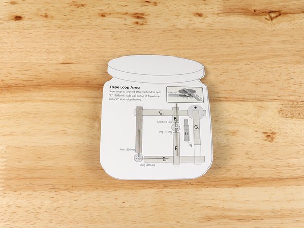 Add Maker Tape to tape path A.  over the top of the LED leg.