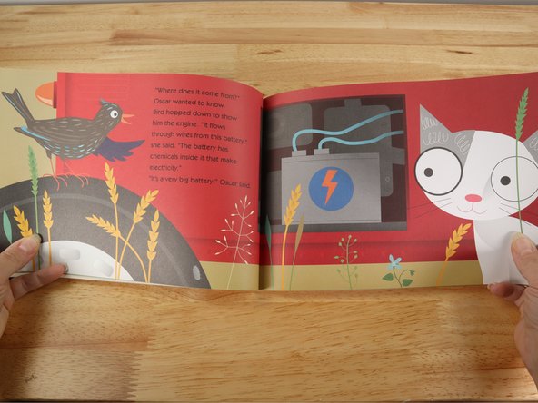 When Oscar the kitten finds a tractor in a field and accidentally turns on the windshield wipers, he is full of questions about electricity. With the help of his friend Bird, Oscar finds out how electricity is made and stored, which machines need electricity to work, and why we always need to be careful around wires, batteries, plugs, and sockets.