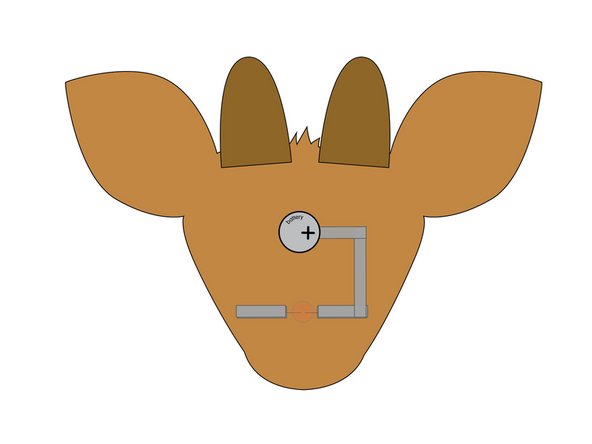 Add the tape loop to the negative piece of tape, then stick the battery down to it.