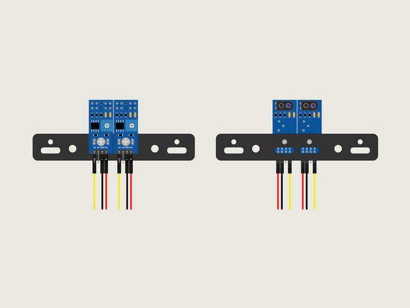 In the next step we'll be adding wires to the sensors. This step will help clarify how they are connected.