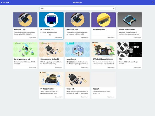 There are a few different extensions in MakeCode for using OLED Displays with the micro:bit