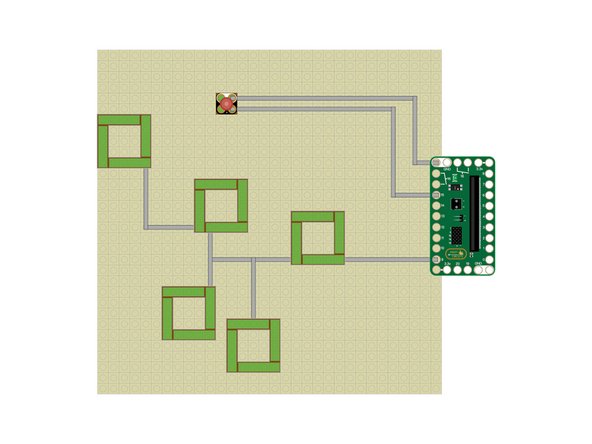 For our circuit to detect that the tweezers have touched the inside of a pocket we’re going to connect all of our pockets to Pin 9 on the Bit Board and then have the tweezers connected to GND with an alligator clip.