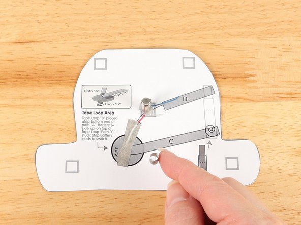 Make a loop of tape (sticky side out) using a short piece of Maker Tape, and stick it atop the end of Path A.