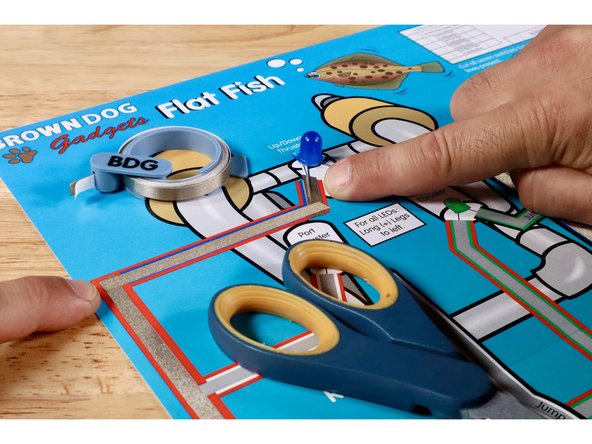 NOTE: The two Maker Tape Paths at each of the LED legs should go ON TOP of each of those LED legs.