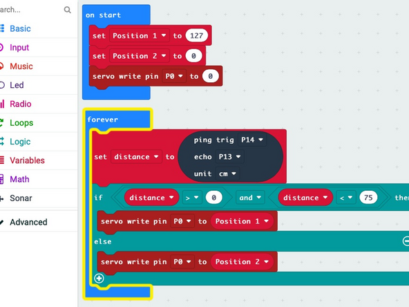 This is the final code for the Motion Triggered Motion activity.