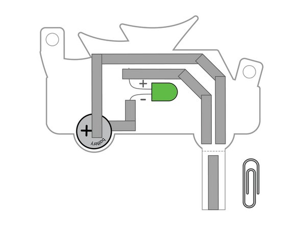 We'll add a switch to our circuit by putting a strip of Maker Tape onto the folding flap.