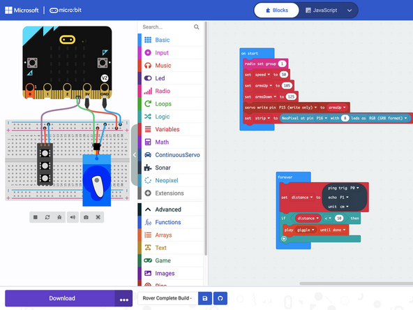 To let your Robot be controlled, download this code to the micro:bit inside your 'bot.