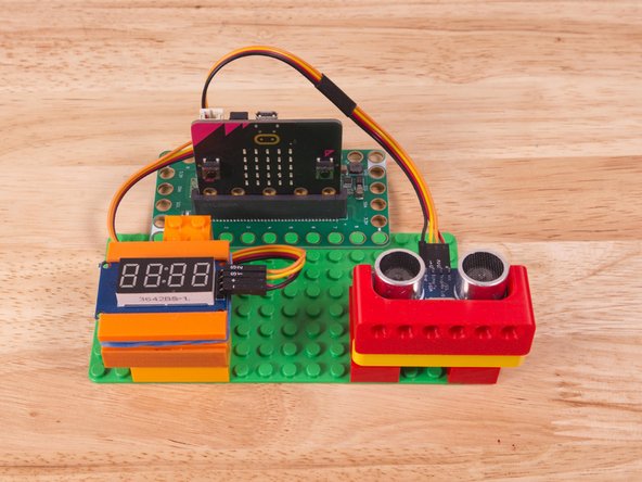 We used a 3D printed part we designed to hold the Distance Sensor in place on the LEGO baseplate.