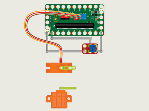 The 360 Degree Servo Motor has a 3-wire connector on the end that can plug directly into the pins on the back of the Bit Board.