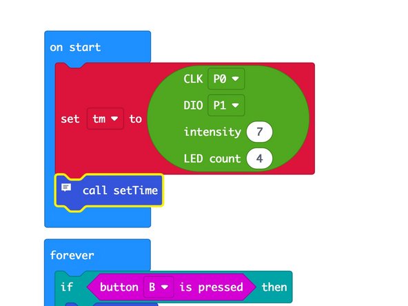 You might notice a block in the on start section labeled call setTime has a small &quot;note&quot; icon. You can click on it!