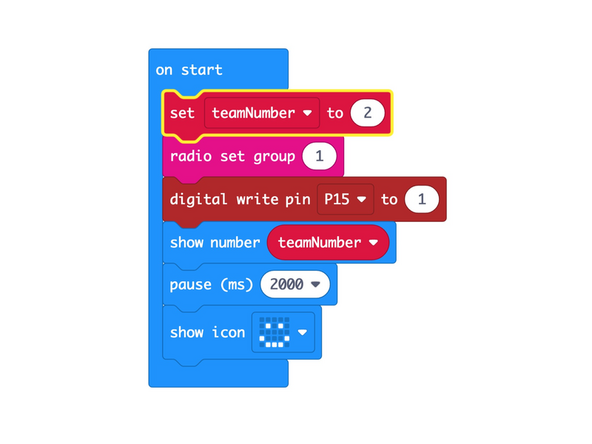 Once you load the code for the Team 1 button you'll need to change the teamNumber variable to 2 and program the Team 2 button, and so on...