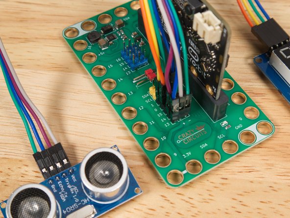 Next we'll add the Ultrasonic Distance Sensor by using four Female/Female jumper wires.