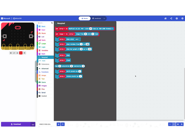 In the next step we're going to provide a link to the code for this project, but first let's look at the NeoPixel Extension for MakeCode.