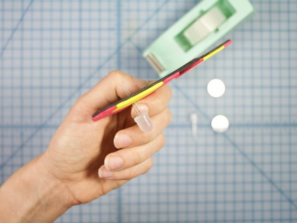 Note: It's best to position the shorter (negative) leg of your LED to face the outer edge of the eyes.