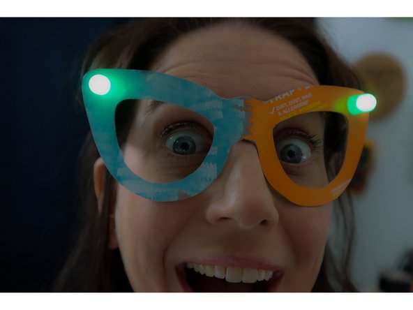 Follow the instructions in the main Light-Up Glasses Guide, but make the glasses from your upcycled cardboard.