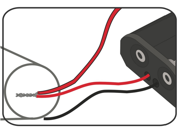Twist the Red wire from the Solar Cell together with the Red wire from the Battery Holder.