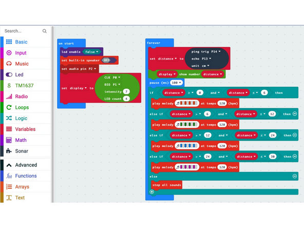 This is the final code for the Proximity Alarm with 7 Segment Display activity.