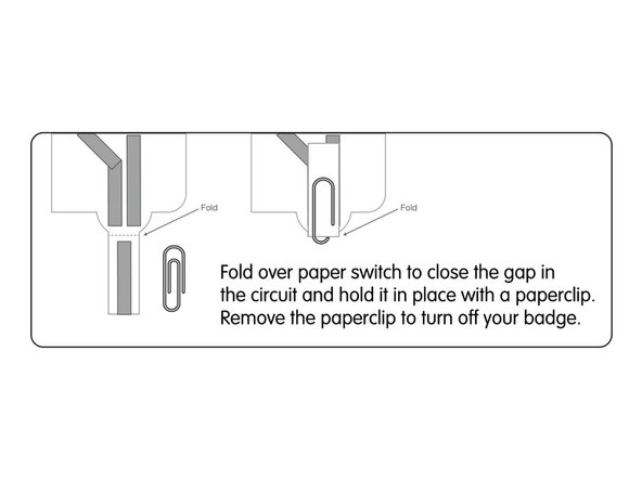 When the flap is folded over the Maker Tape bridges the gap in the circuit and allows current to flow, lighting up your LED!