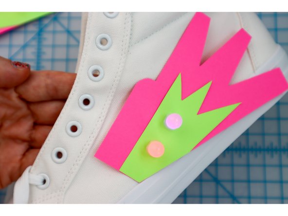 Hold the project up to the shoes and mark the hole locations.