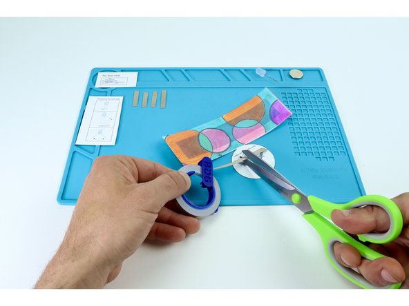 Measure and cut the 5 pieces of Maker Tape indicated on the circuit diagram. Remember: although there are only 4 paths, you will need one tape length to make a tape loop for the battery where indicated on the diagram.