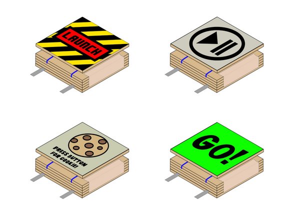 You can also decorate the top! You can color it, attach a photo or drawing, etc. If you have a bunch of buttons you can label them, or color code them, depending on what their functions are. Maybe you want a “Launch” button, or a “Play/Pause” button, or a “Cookie” button... Your imagination is the limit!