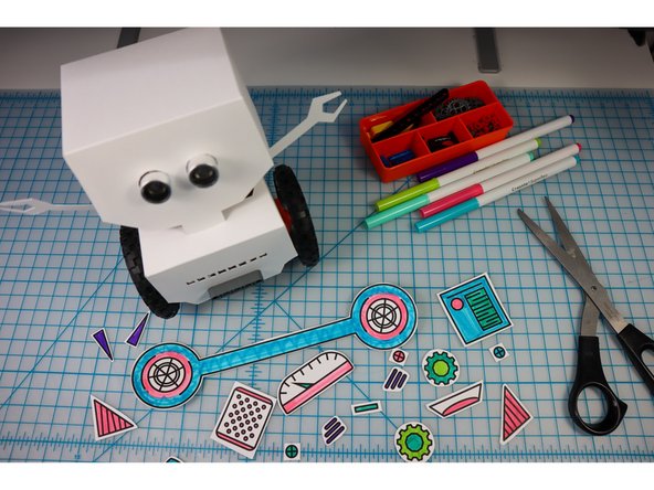 Color them with markers and glue them to your 'bot!