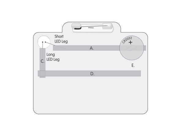 Measure, cut, peel, and stick a piece of Maker Tape down as indicated atop the letter 'D.'
