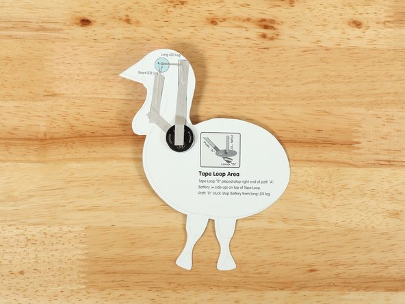 Add tape Path D. over the top of the long LED leg holding it in place.