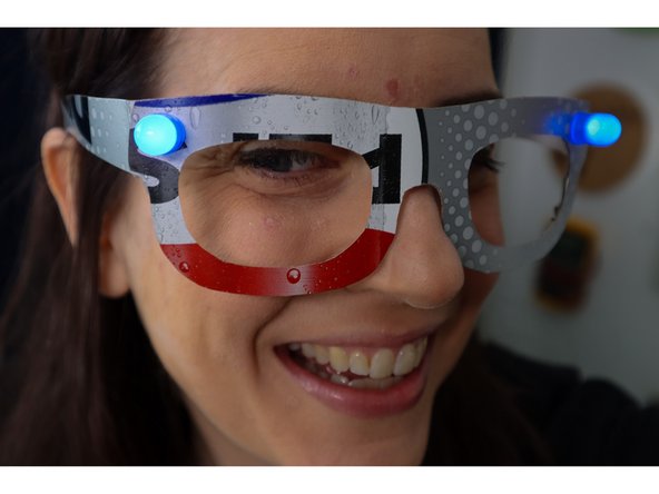 Follow the instructions in the main Light-Up Glasses Guide, but make the glasses from your upcycled cardboard.