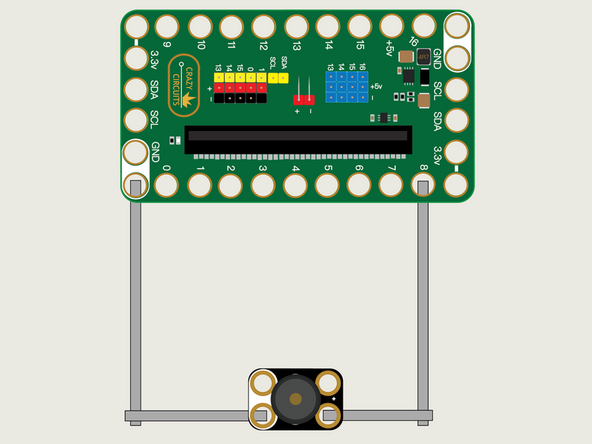 We'll use Maker Tape to connect the Piezo  to the Bit Board on a LEGO baseplate.