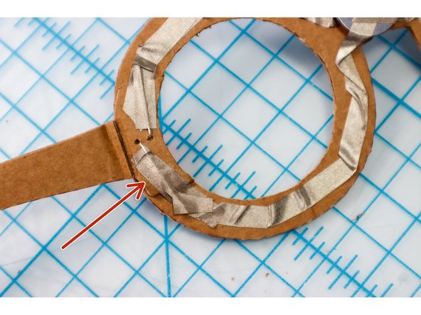 Use a second piece of Maker Tape to connect the LED, and add a piece of Maker Tape on top of the LED's leg, just like the previous step.