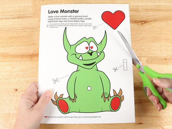 Cut out the small circle in the middle of the monster.