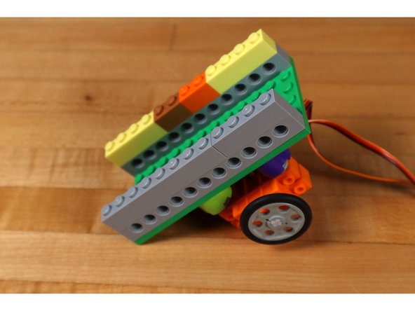 Like other LEGO builds, there are many options! This servo/wheel mount is what worked for us, but you can try something different.