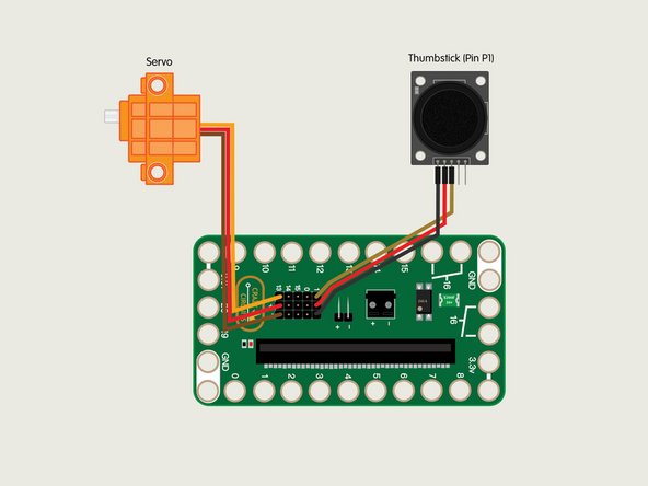 Using Jumper Wires start by plugging the Thumbstick VRX Pin into Pin 1 on the Bit Board.
