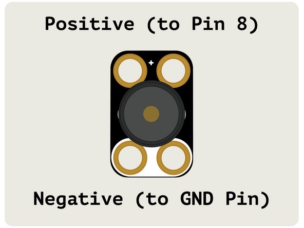 Connect the Piezo Speaker between Pin 8 and GND. (Make note of the polarity!)