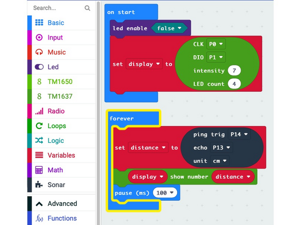 This is the final code for the Distance with 7 Segment Display activity.