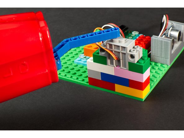 Since our LEGO Compatible Servo can attach directly to LEGO bricks it was easy to mount it.